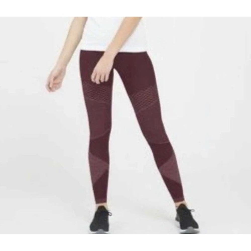 SPANX Look At Me Now Moto Leggings In Wine Red Purple Size Woman's S Small